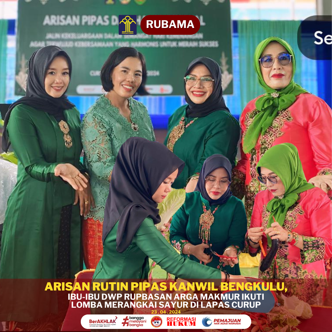 Arisan Rutin PIPAS Kanwil Bengkulu, Ibu-Ibu DWP Rupbasan Arga Makmur Ikuti Lomba Merangkai Sayur Di Lapas Curup
